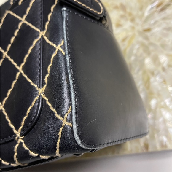 CHANEL Wild Stitch Calfskin Leather Handbag Zip Tote Purse - Picture 7 of 16